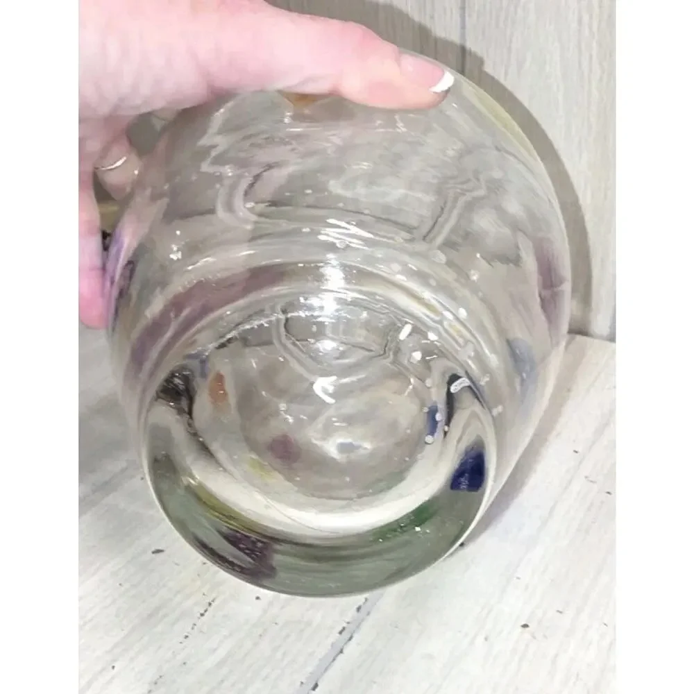 Vtg Urn Shaped Art Glass Vase Multicolored Leaves Beautiful 10